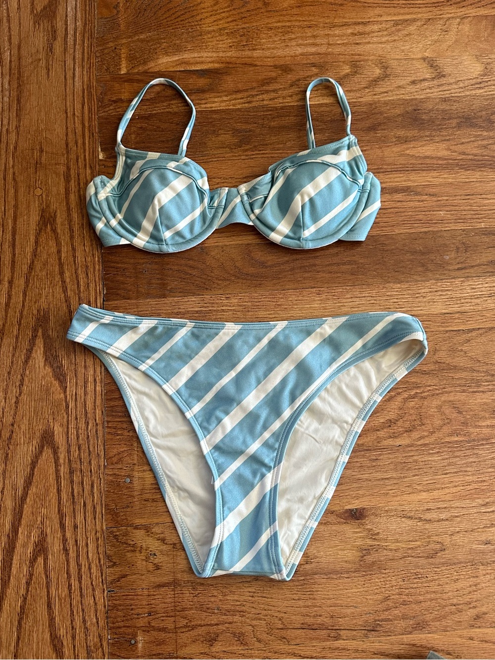 Peony Blue Striped Bikini Italian Summer Women's S/M New